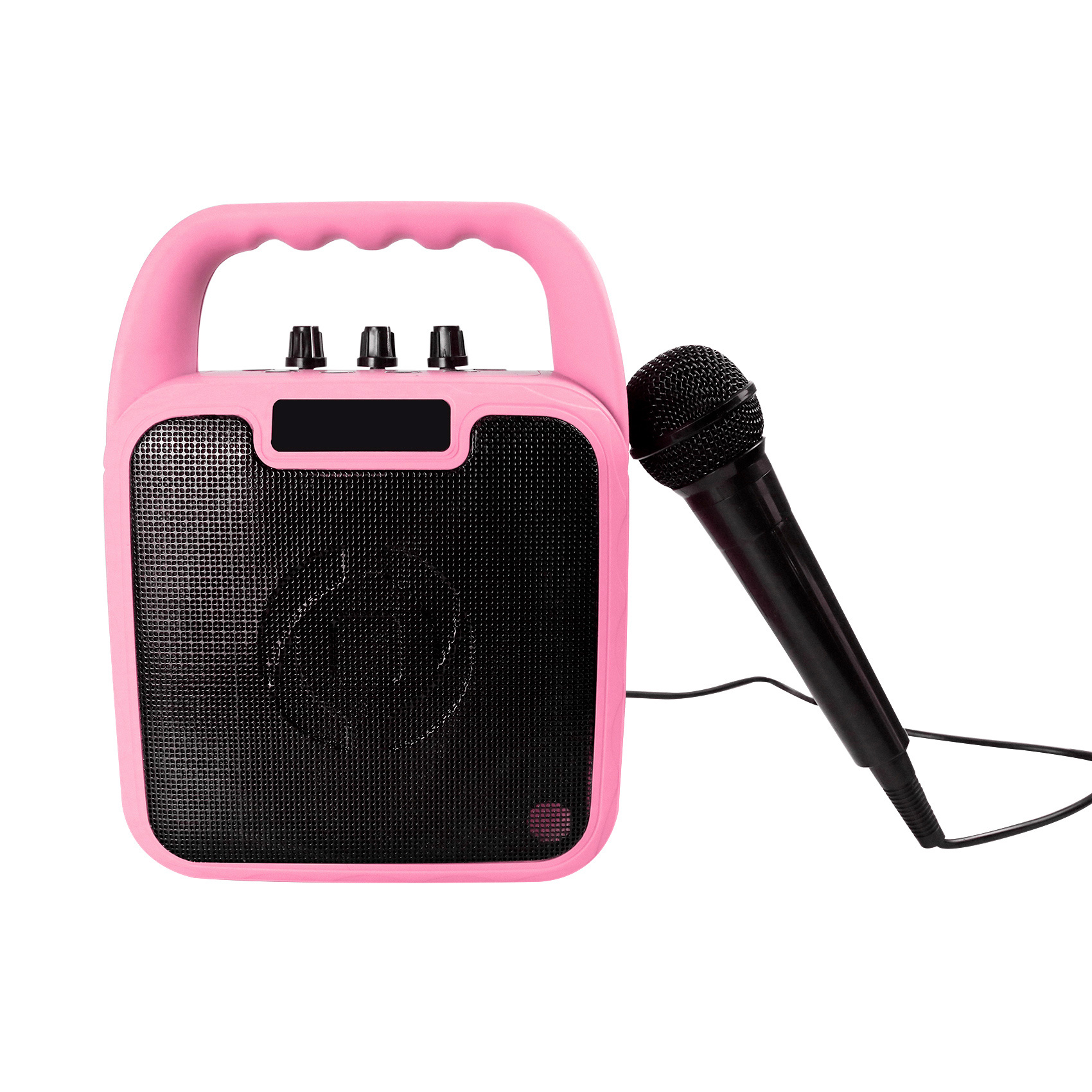 bron Gastheer van grafisch Karaoke speaker met microfoon zwart roze - SmartfoneKliniek